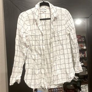 Madewell white windowpane flannel shirt